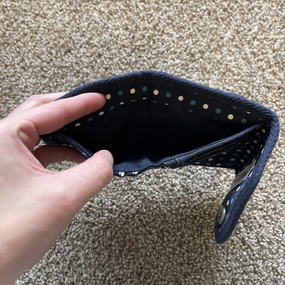 American Eagle Y2k‎ Preppy Trifold Wallet Card Holder Snap Zip Polkadot 00s Vtg - Picture 3 of 10